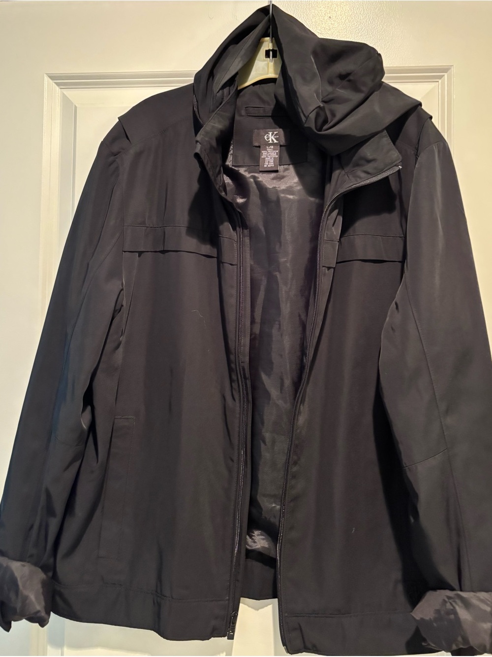 Calvin Klein Men's Black Hooded Raincoat